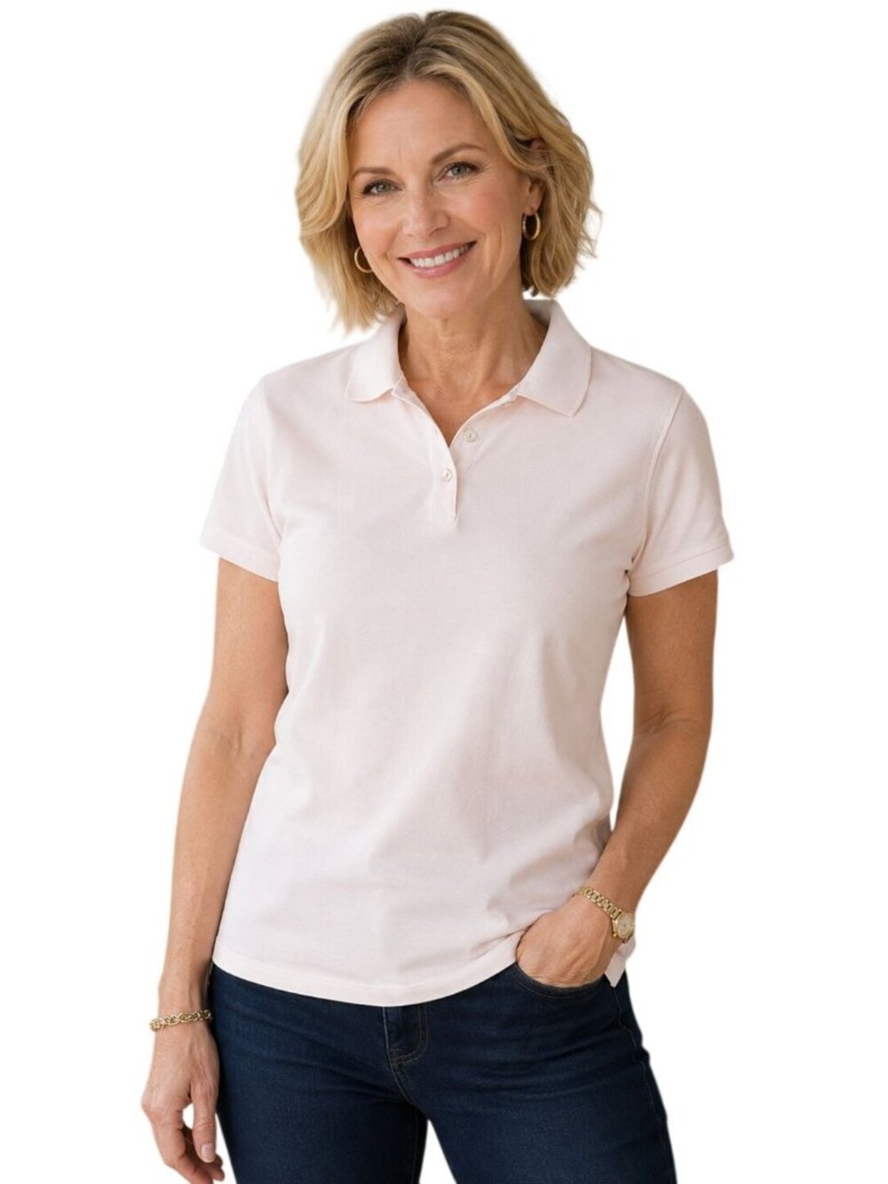 Talbots Petites Light Pink Polo Shirt Women’s Large Petite Short Sleeve Top - Picture 1 of 6